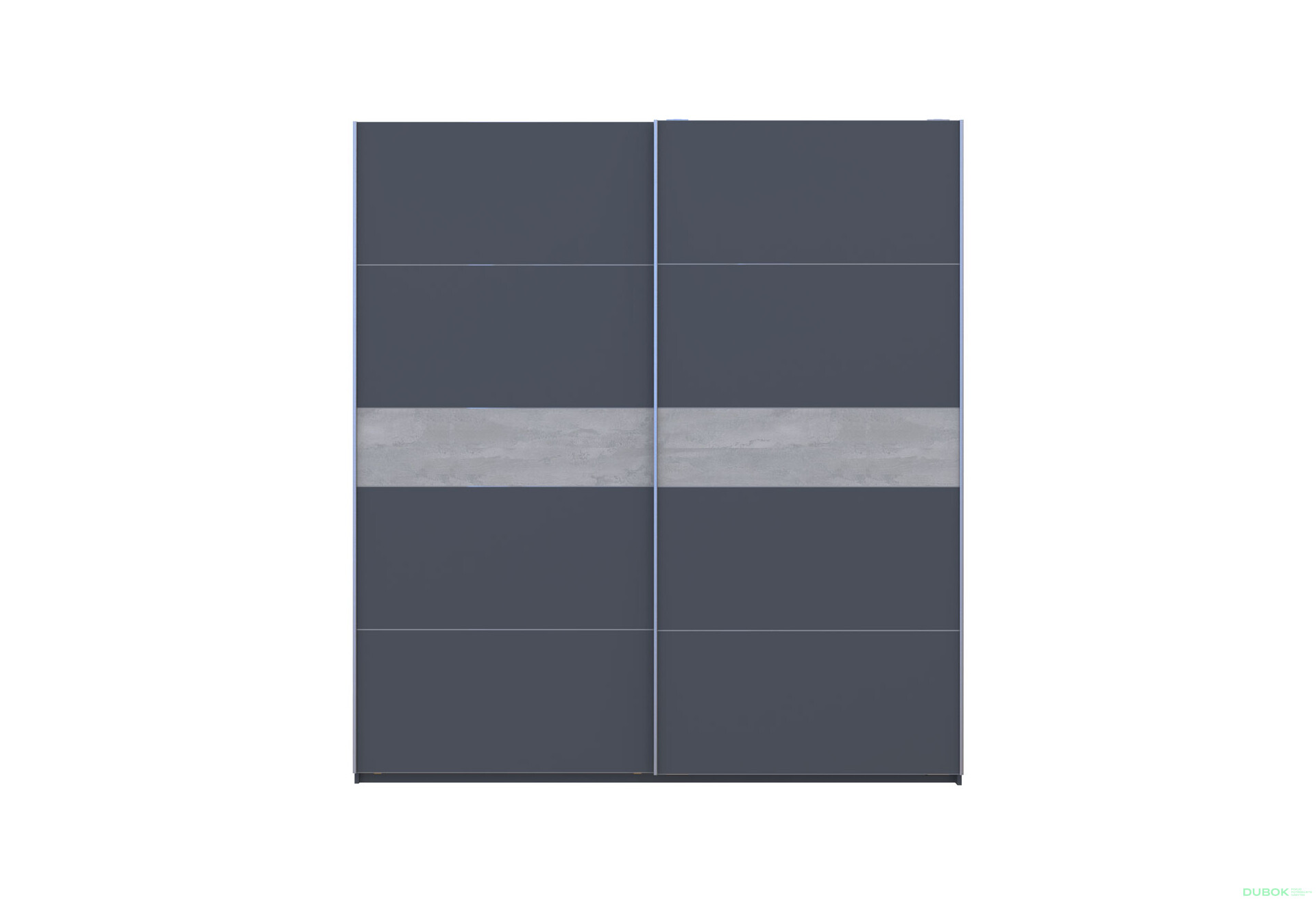 Skříň s posuvnými dveřmi G-Caiser, 2dveřová, DTD, 220 cm, grafit / vložka beton - Fotografie 4 Fotografie 4 - Skříň s posuvnými dveřmi G-Caiser, 2dveřová, DTD, 220 cm, grafit / vložka beton
