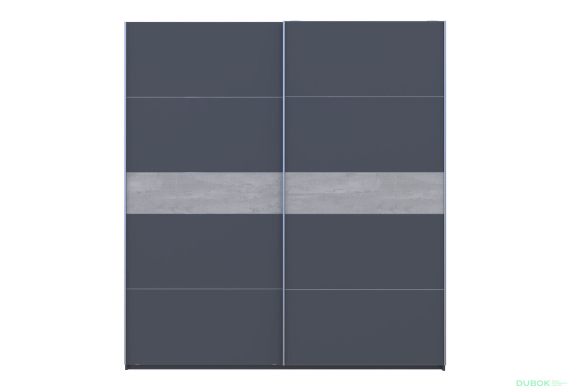 Skříň s posuvnými dveřmi G-Caiser, 2dveřová, DTD, 220 cm, grafit / vložka beton - Fotografie 4 Fotografie 4 - Skříň s posuvnými dveřmi G-Caiser, 2dveřová, DTD, 220 cm, grafit / vložka beton