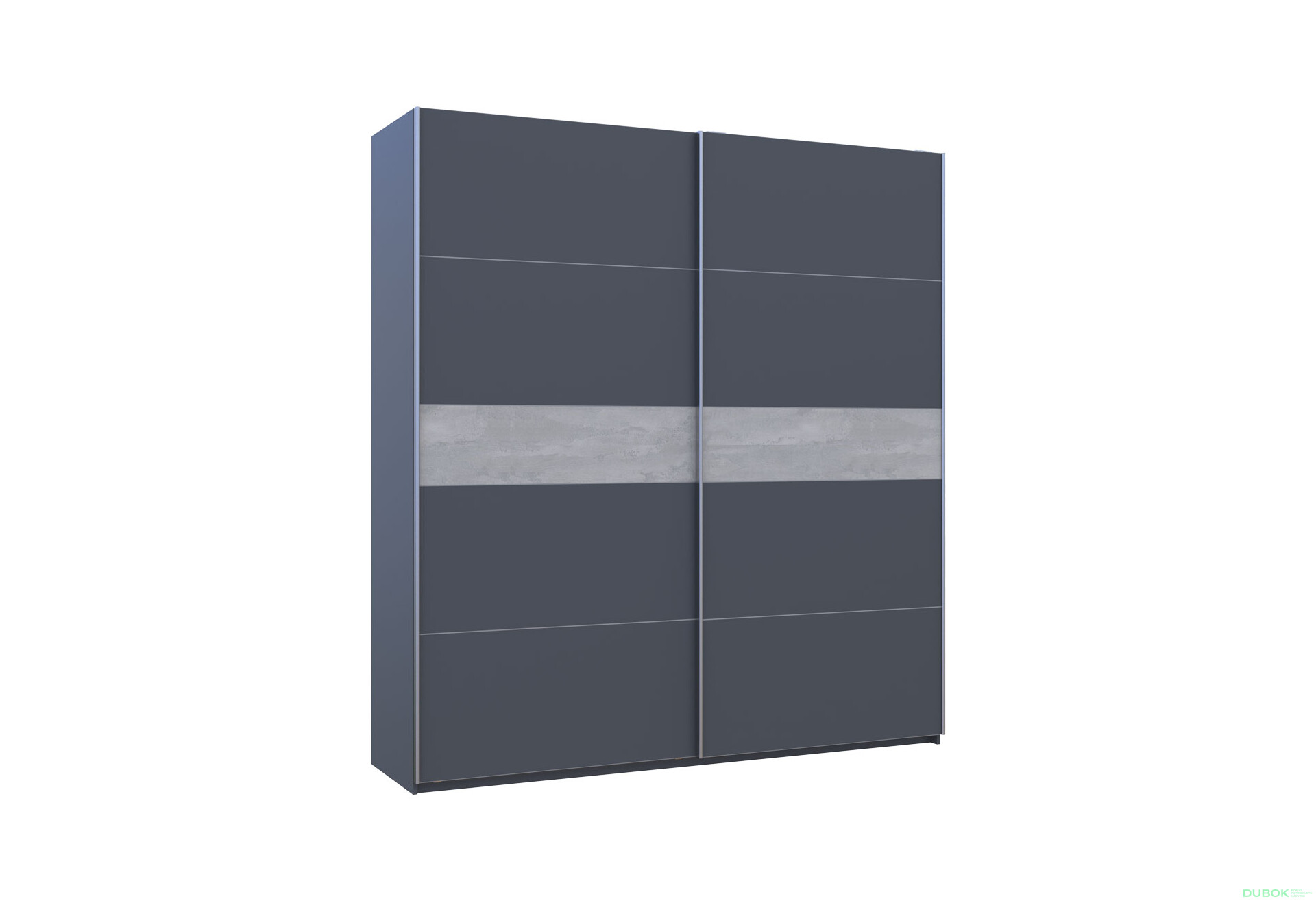 Skříň s posuvnými dveřmi G-Caiser, 2dveřová, DTD, 220 cm, grafit / vložka beton - Fotografie 6 Fotografie 6 - Skříň s posuvnými dveřmi G-Caiser, 2dveřová, DTD, 220 cm, grafit / vložka beton
