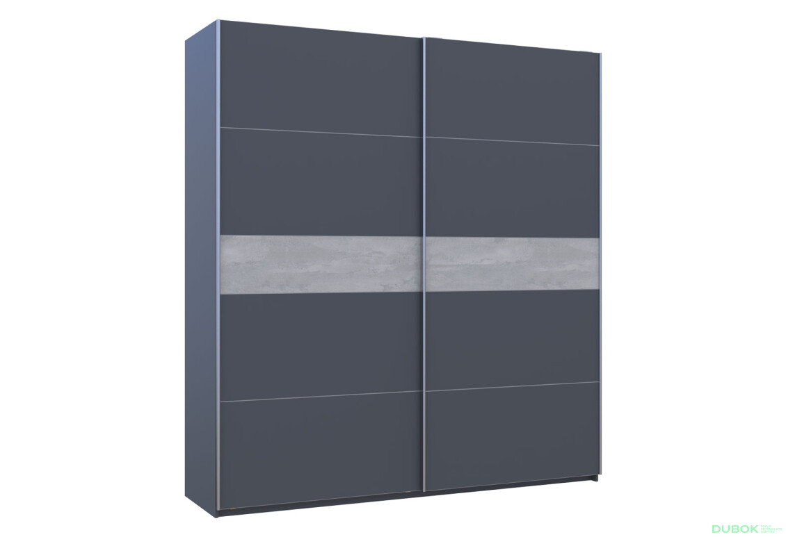 Skříň s posuvnými dveřmi G-Caiser, 2dveřová, DTD, 220 cm, grafit / vložka beton - Fotografie 6 Fotografie 6 - Skříň s posuvnými dveřmi G-Caiser, 2dveřová, DTD, 220 cm, grafit / vložka beton