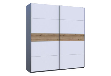 Skříň s posuvnými dveřmi G-Caiser, 2dveřová, 220 cm, grafit / bílá, vložka dub evoke