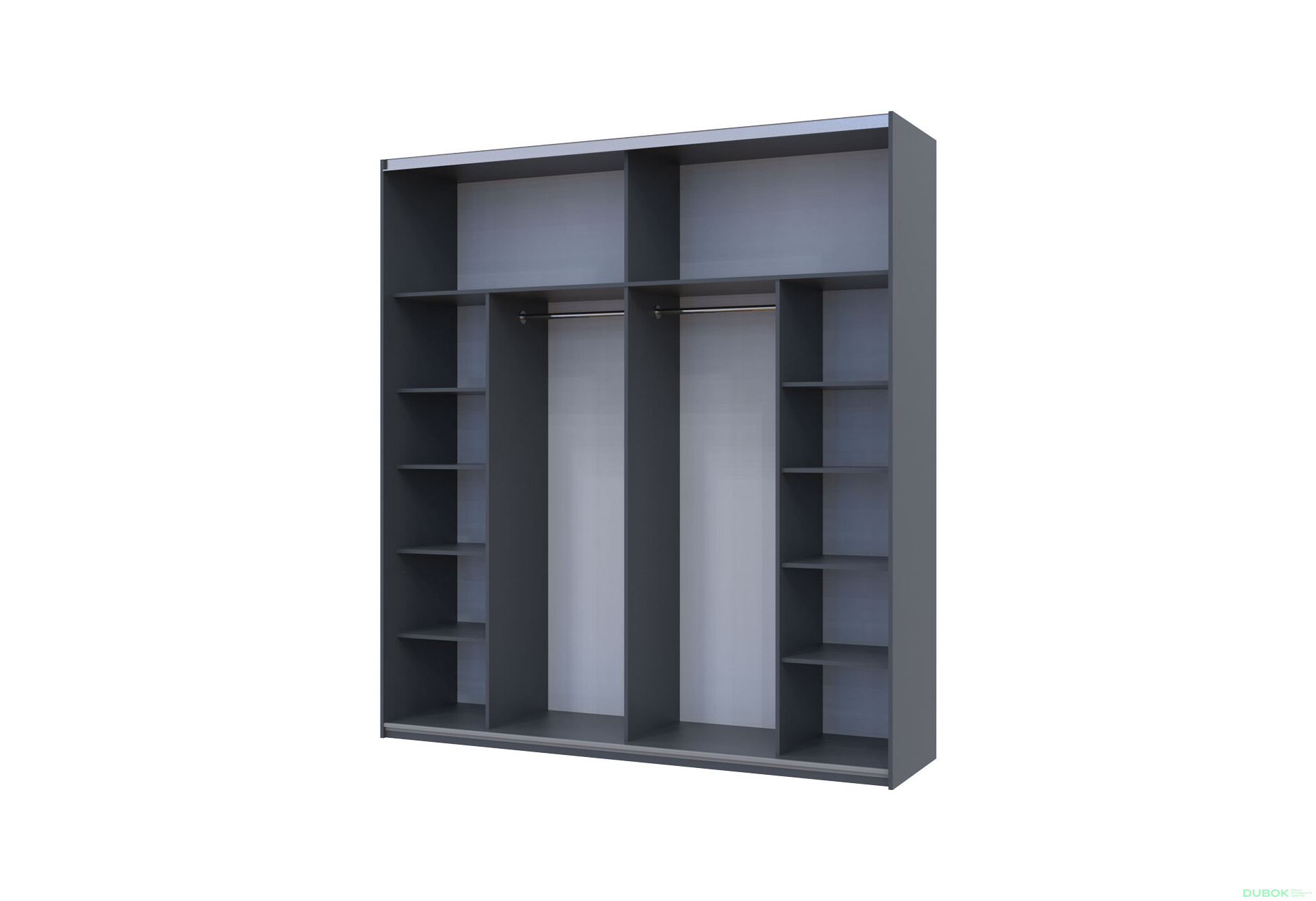 Skříň s posuvnými dveřmi G-Caiser, 2dveřová, 220 cm, grafit / bílá, vložka dub evoke - Fotografie 2 Fotografie 2 - Skříň s posuvnými dveřmi G-Caiser, 2dveřová, 220 cm, grafit / bílá, vložka dub evoke