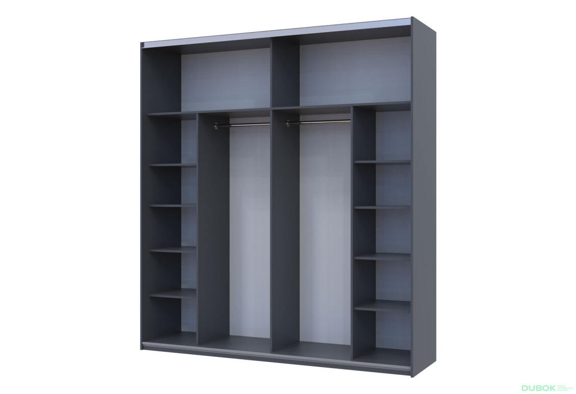 Skříň s posuvnými dveřmi G-Caiser, 2dveřová, 220 cm, grafit / bílá, vložka dub evoke - Fotografie 2 Fotografie 2 - Skříň s posuvnými dveřmi G-Caiser, 2dveřová, 220 cm, grafit / bílá, vložka dub evoke