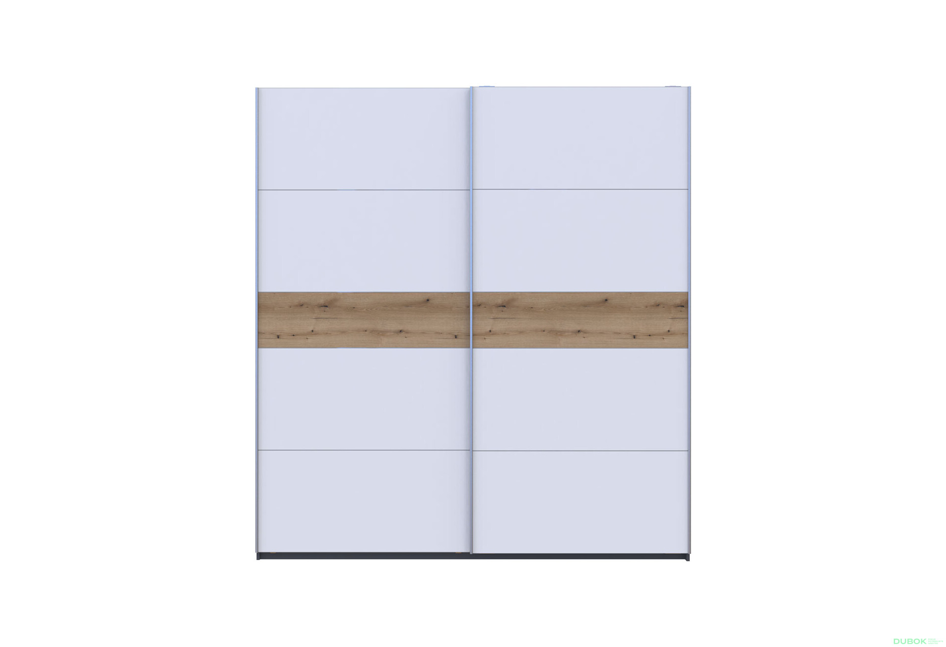 Fotografie 3 - Skříň s posuvnými dveřmi G-Caiser, 2dveřová, 220 cm, grafit / bílá, vložka dub evoke