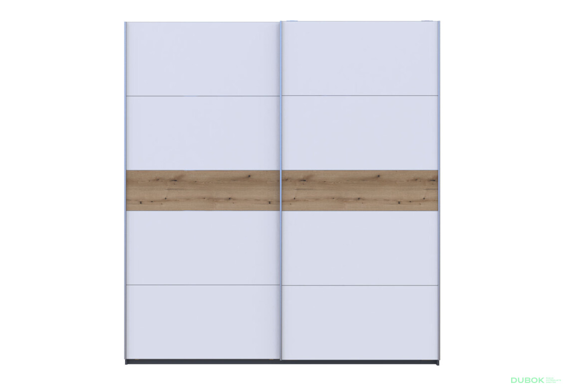 Skříň s posuvnými dveřmi G-Caiser, 2dveřová, 220 cm, grafit / bílá, vložka dub evoke - Fotografie 3 Fotografie 3 - Skříň s posuvnými dveřmi G-Caiser, 2dveřová, 220 cm, grafit / bílá, vložka dub evoke