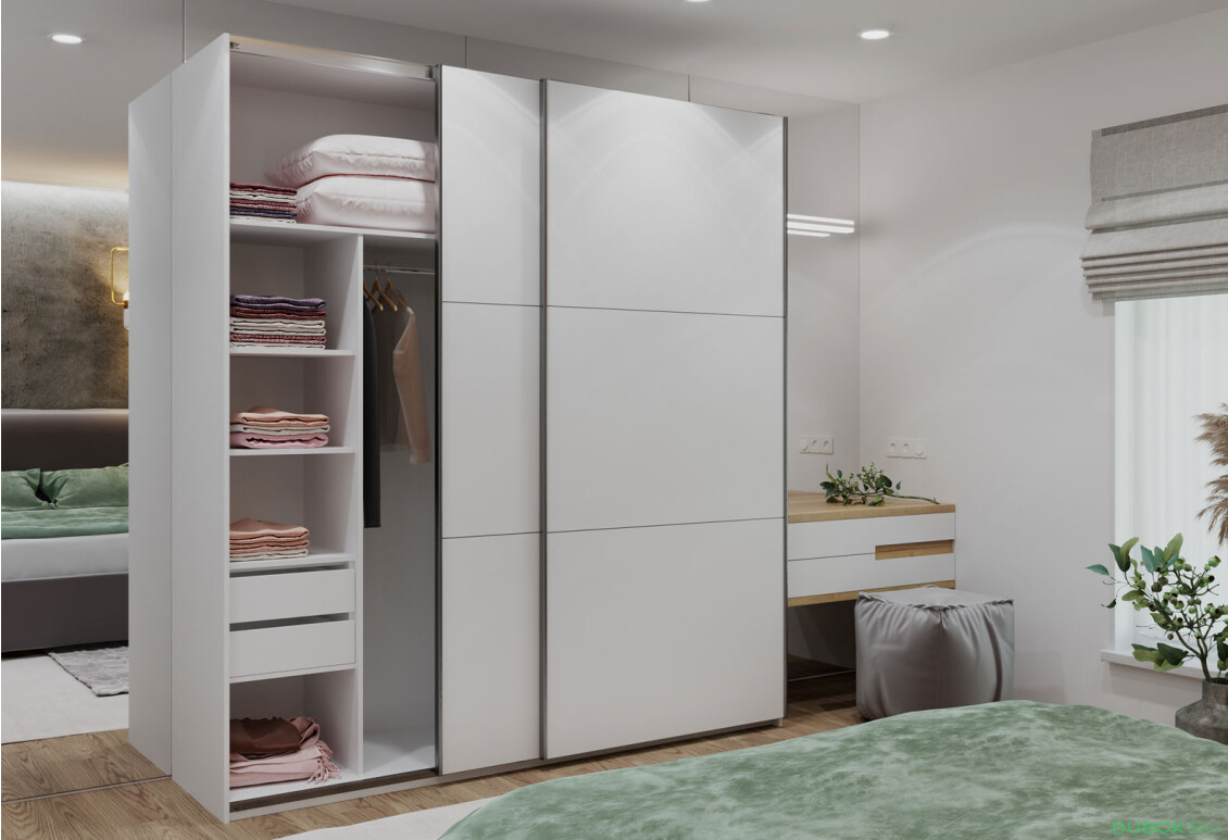 Fotografie 3 - Skříň G-Caiser Doros s 2 dveřmi DTD, 220 cm, bílá
