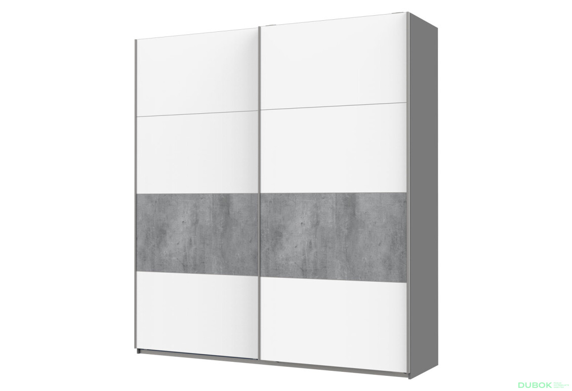 Skříň G-Caiser Doros s 2 dveřmi DTD, 220 cm, antracit / bílá, vklad beton