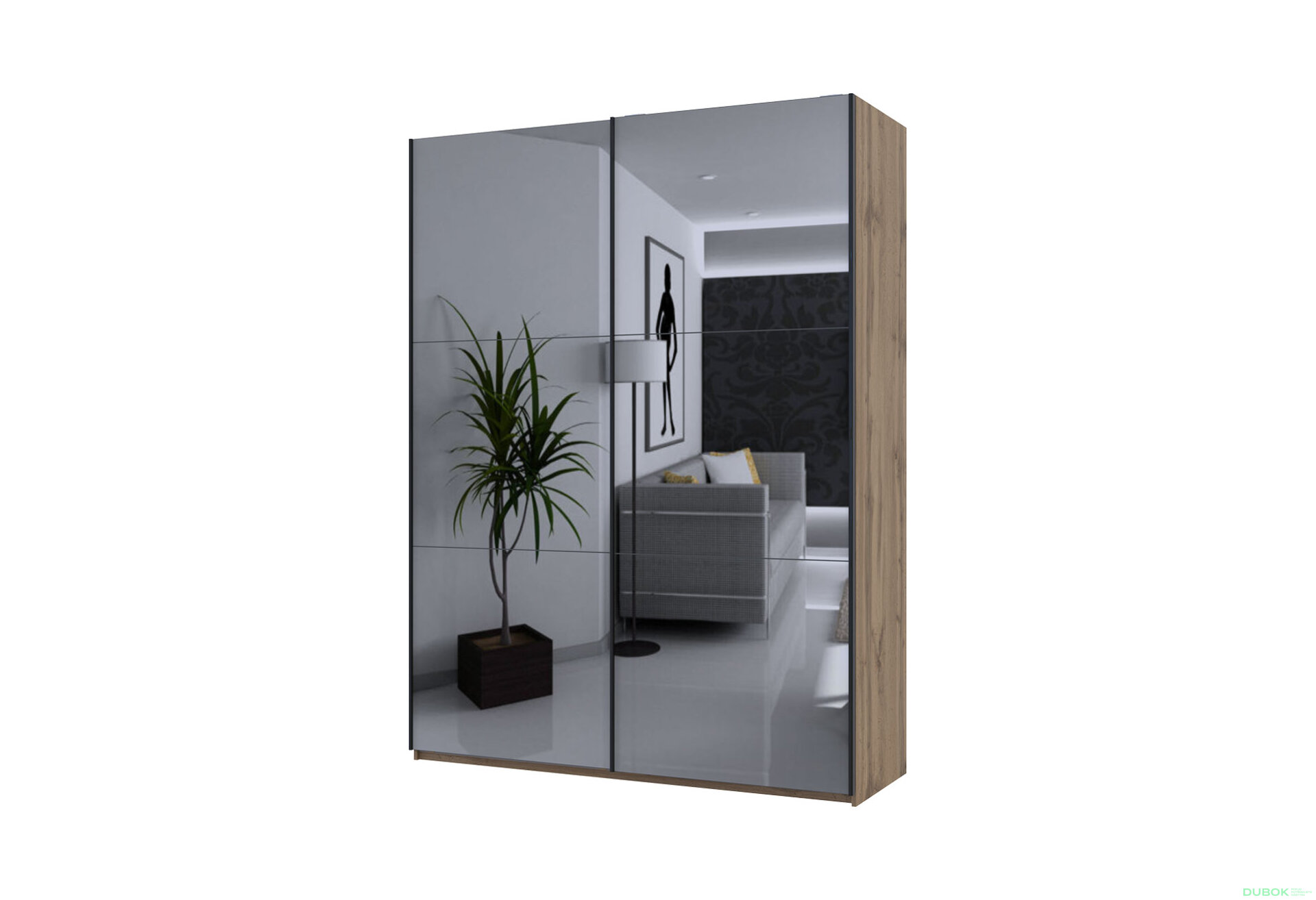 Fotografie 1 - Skříň s posuvnými dveřmi Taho 2 Zrcadla 180x60x240 G-Caiser