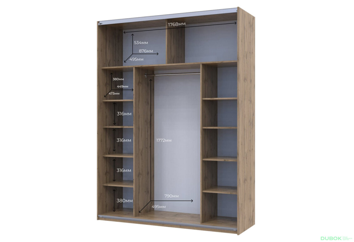 Fotografie 4 - Skříň s posuvnými dveřmi Taho 2 Zrcadla 180x60x240 G-Caiser