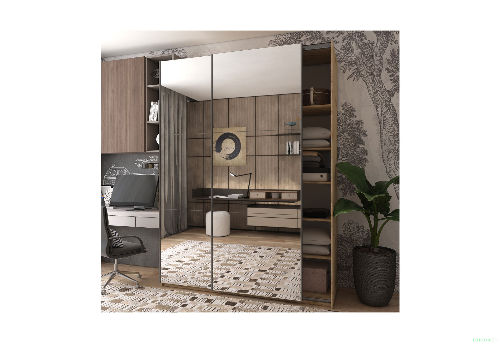 Fotografie 2 - Skříň s posuvnými dveřmi Taho 2 Zrcadla 180x60x240 G-Caiser