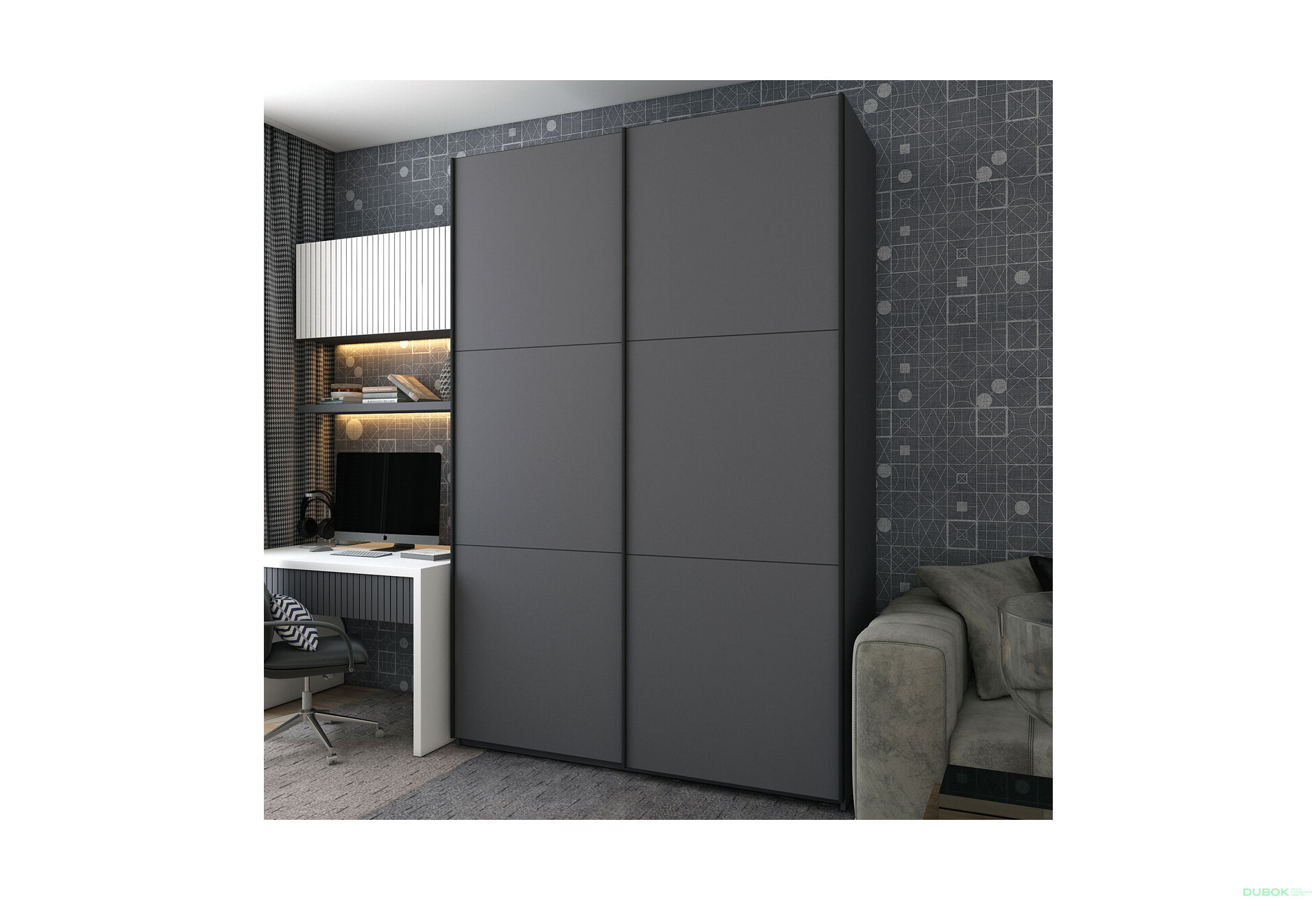 Fotografie 2 - Skříň G-Caiser Doros s 2 dveřmi DTD, 160 cm, grafit