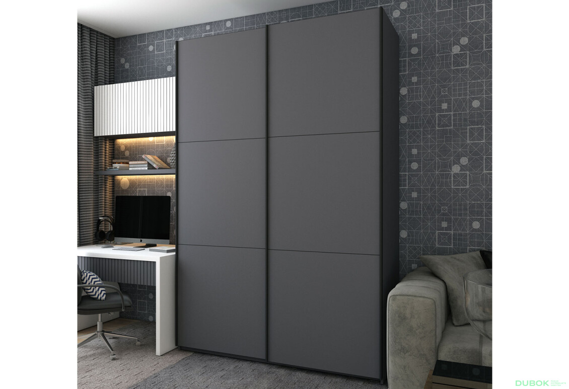 Skříň G-Caiser Doros s 2 dveřmi DTD, 180 cm, grafit - Fotografie 2 Fotografie 2 - Skříň G-Caiser Doros s 2 dveřmi DTD, 180 cm, grafit