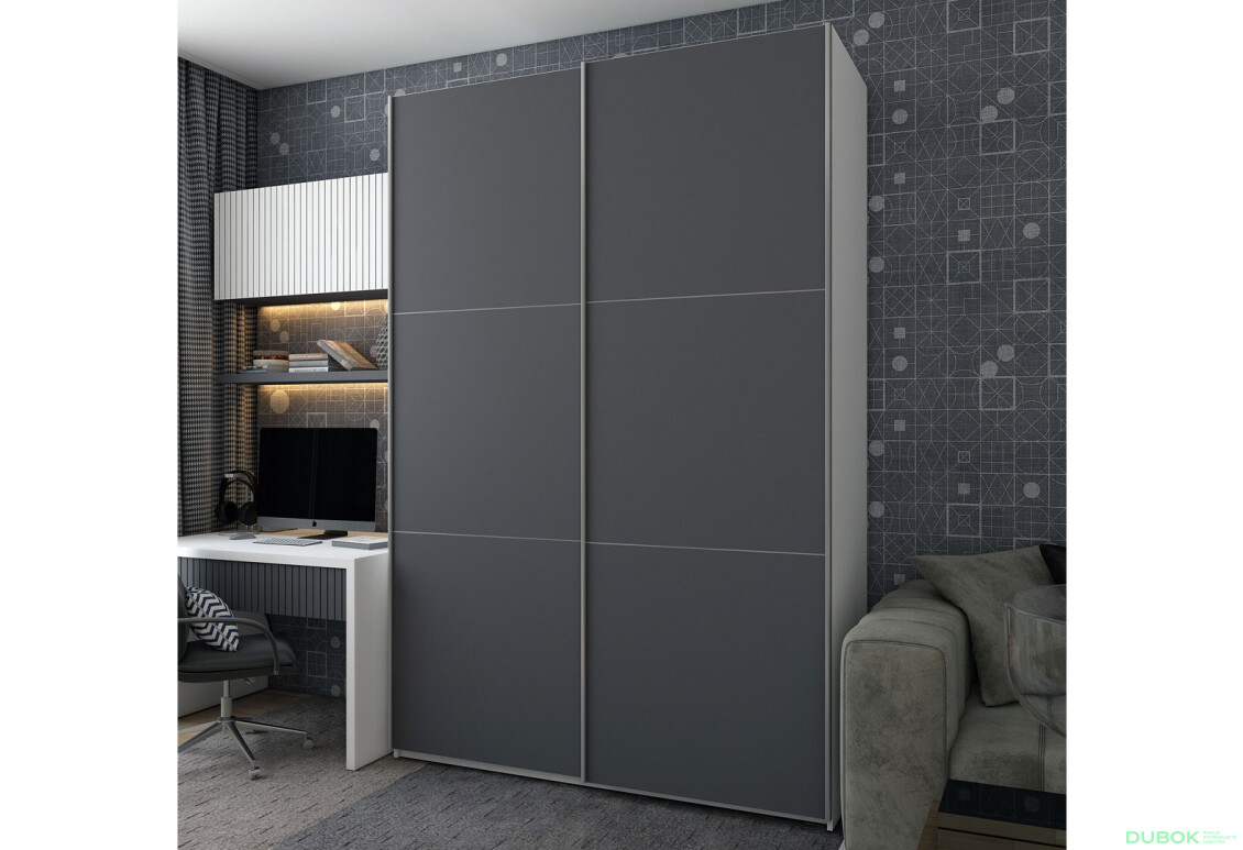 Fotografie 2 - Skříň s posuvnými dveřmi G-Caiser Bílý Grafit 2 DTD / 3 části 160x60x240