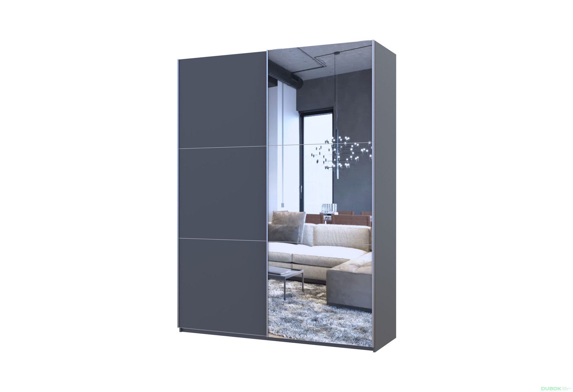 Skříň s posuvnými dveřmi Grafit / Grafit 1 DTD / 1 zrcadlo 180x60x240 G-Caiser - Fotografie 1 Fotografie 1 - Skříň s posuvnými dveřmi Grafit / Grafit 1 DTD / 1 zrcadlo 180x60x240 G-Caiser