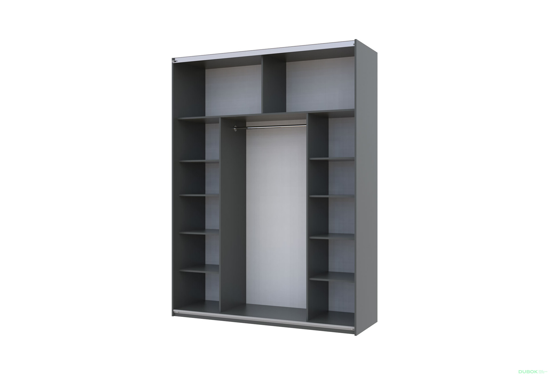 Fotografie 4 - Skříň s posuvnými dveřmi Grafit / Grafit 1 DTD / 1 zrcadlo 180x60x240 G-Caiser