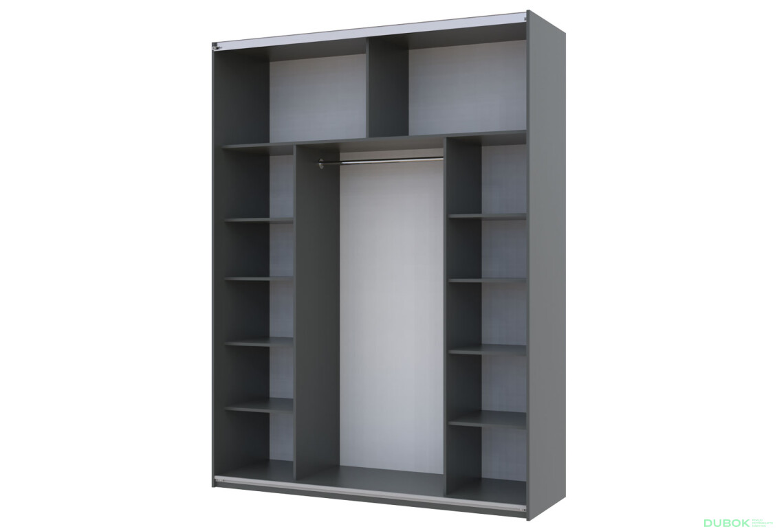 Fotografie 4 - Skříň s posuvnými dveřmi Grafit / Grafit 1 DTD / 1 zrcadlo 180x60x240 G-Caiser