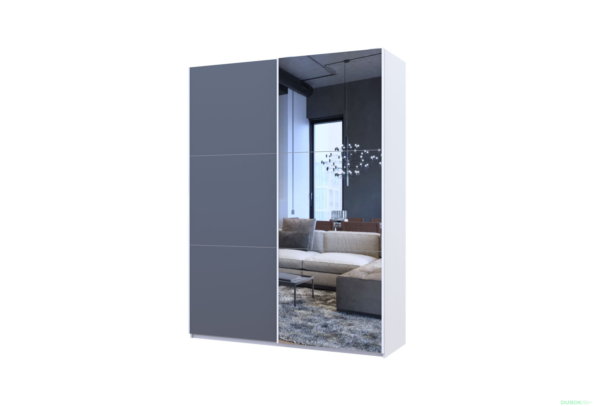 Fotografie 1 - Skříň s posuvnými dveřmi Bílý Grafit 1 DTD / 1 zrcadlo 180x60x240 G-Caiser