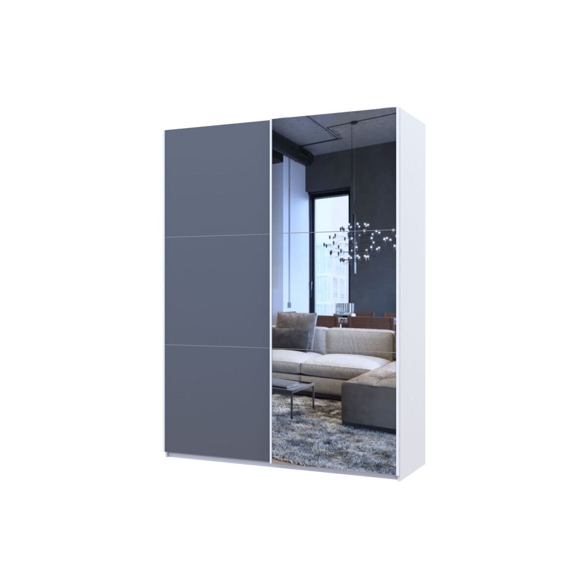 

Šatní skříň G-Caiser s 2 dveřmi: LTD + zrcadlo, 160 cm, bílá / grafit
