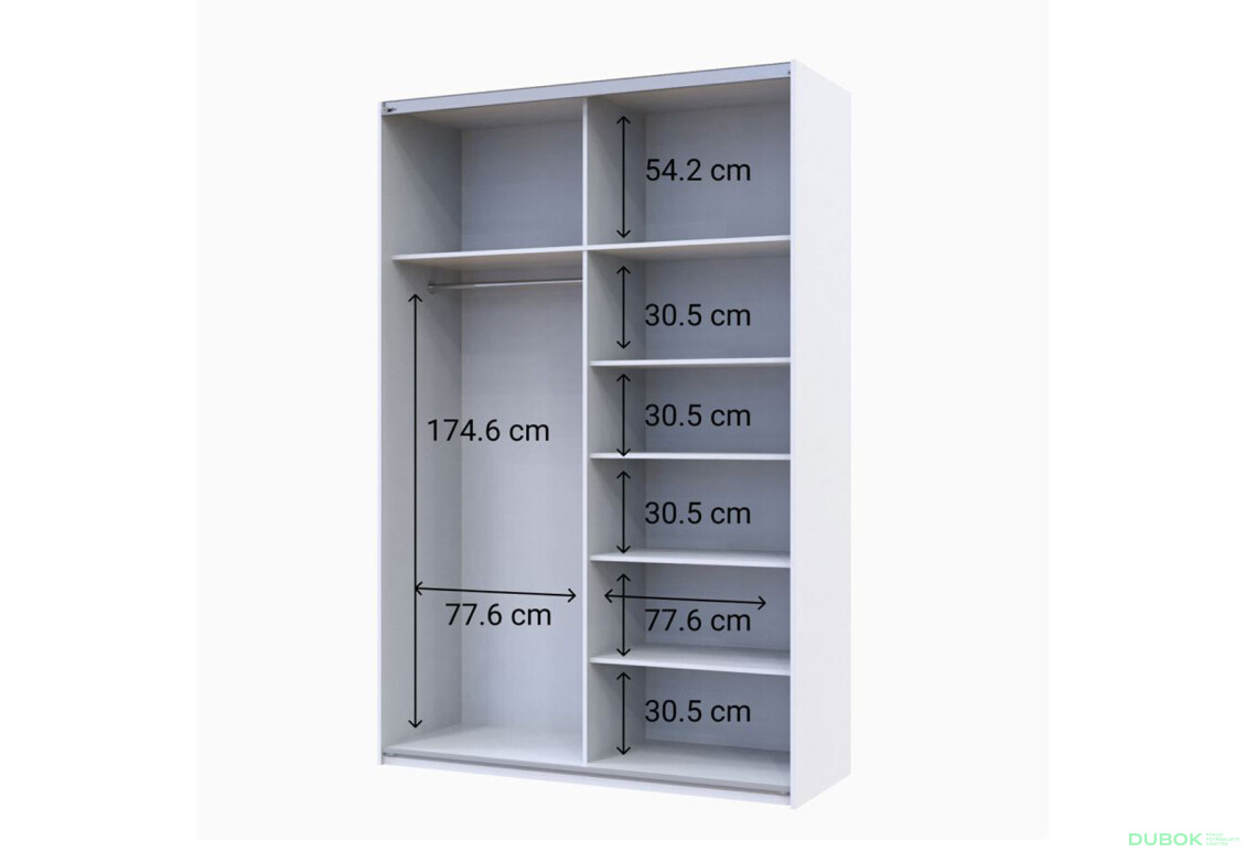 Fotografie 5 - Šatní skříň G-Caiser s 2 dveřmi: LTD + zrcadlo, 160 cm, bílá / grafit