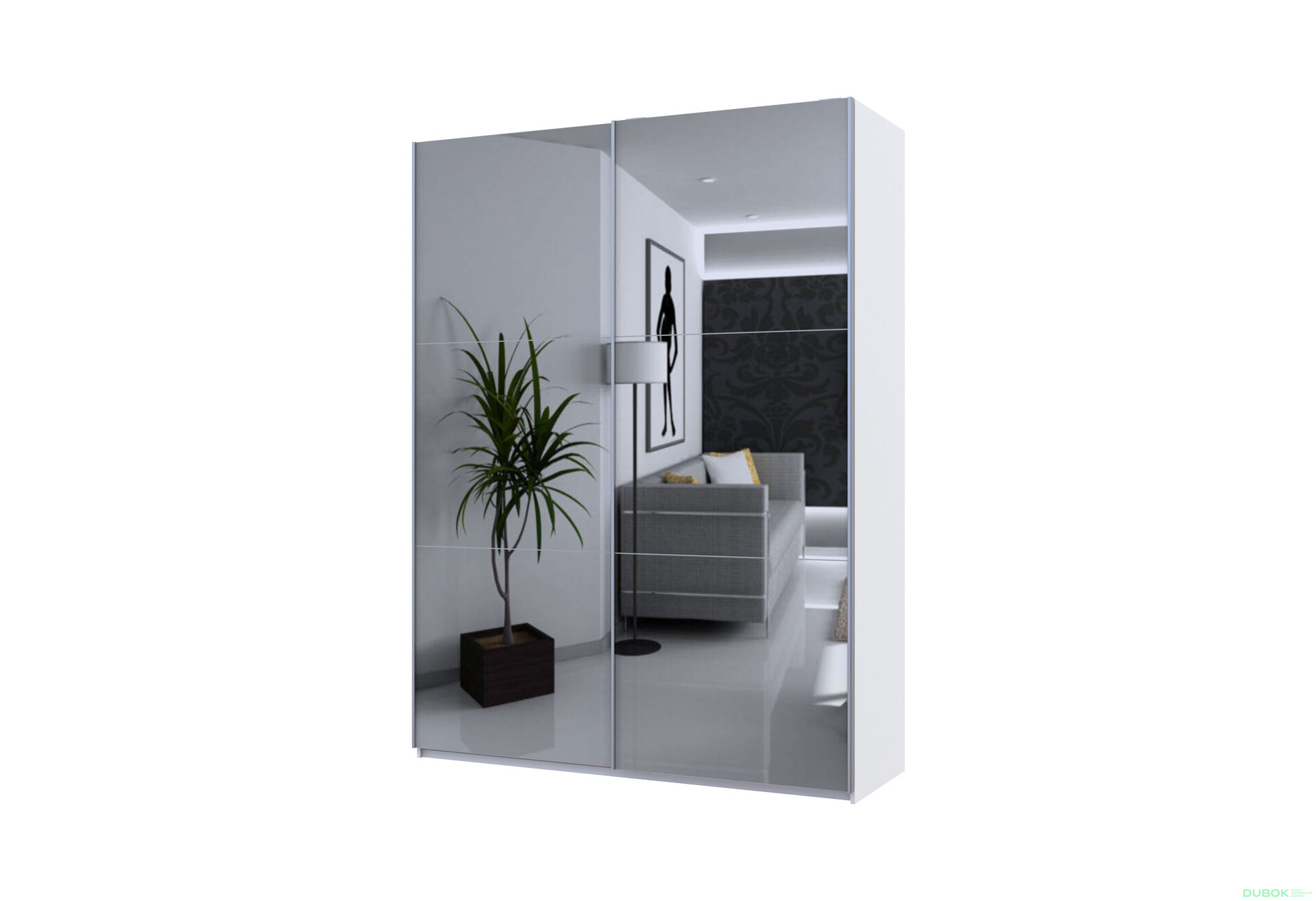 Fotografie 1 - Skříň G-Caiser Doros s 2 zrcadly, 180 cm, bílá