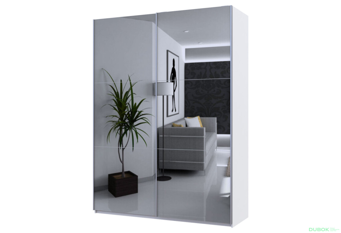 Skříň G-Caiser Doros s 2 zrcadly, 180 cm, bílá