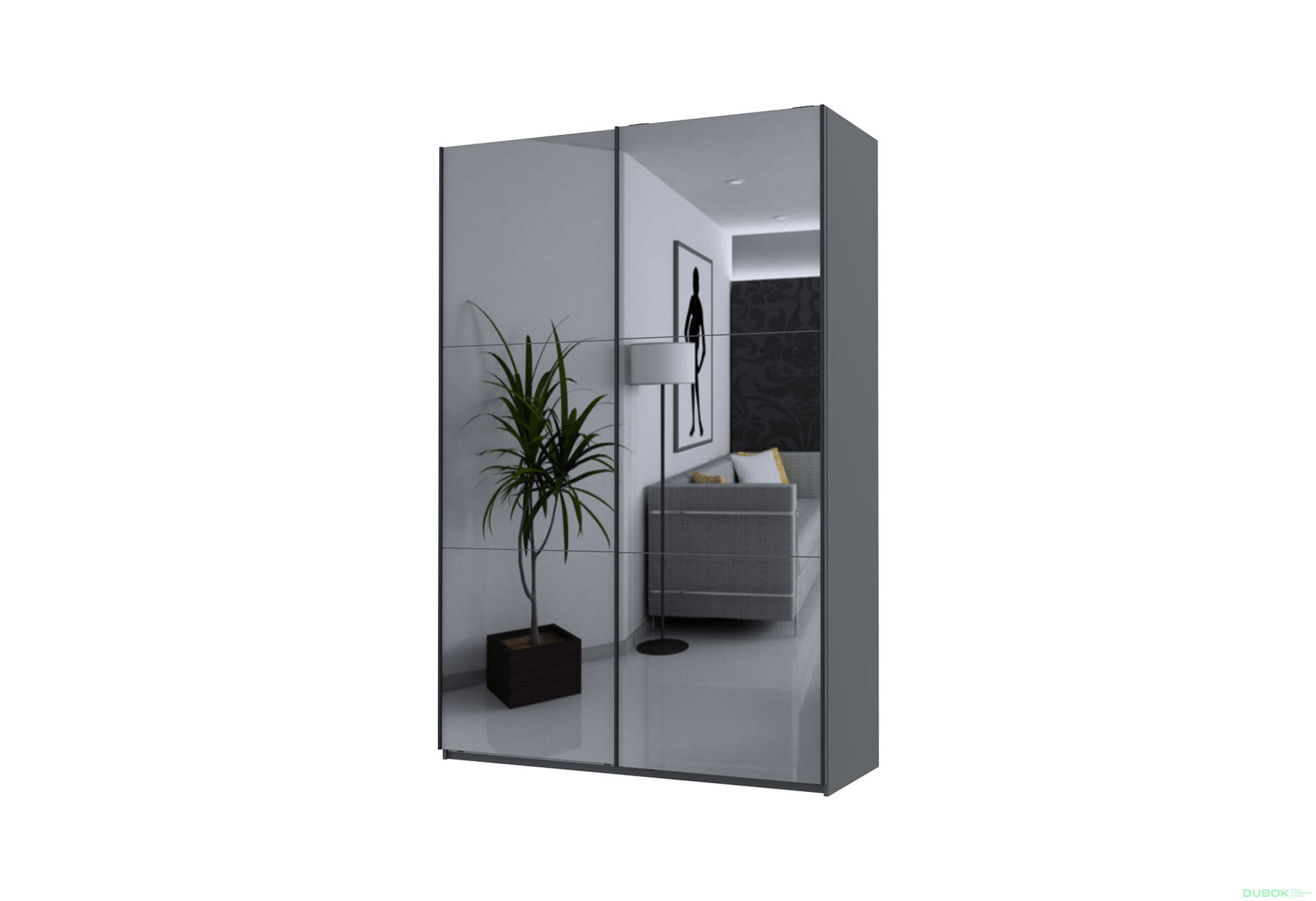 Skříň G-Caiser Doros s 2 zrcadly, 160 cm, grafit - Fotografie 1 Fotografie 1 - Skříň G-Caiser Doros s 2 zrcadly, 160 cm, grafit