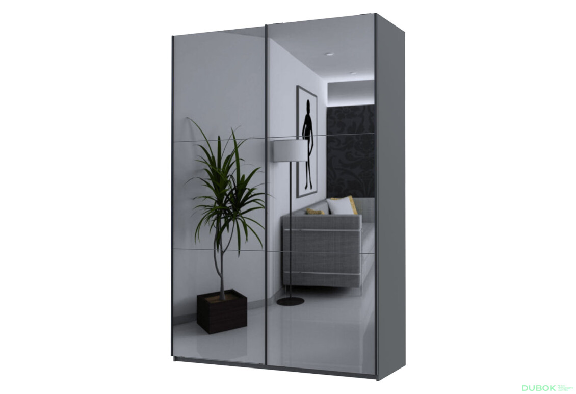 Skříň G-Caiser Doros s 2 zrcadly, 160 cm, grafit