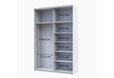 Skříň G-Caiser Doros s 2 dveřmi: DTD + zrcadlo, 160 cm, bílá / dub evok