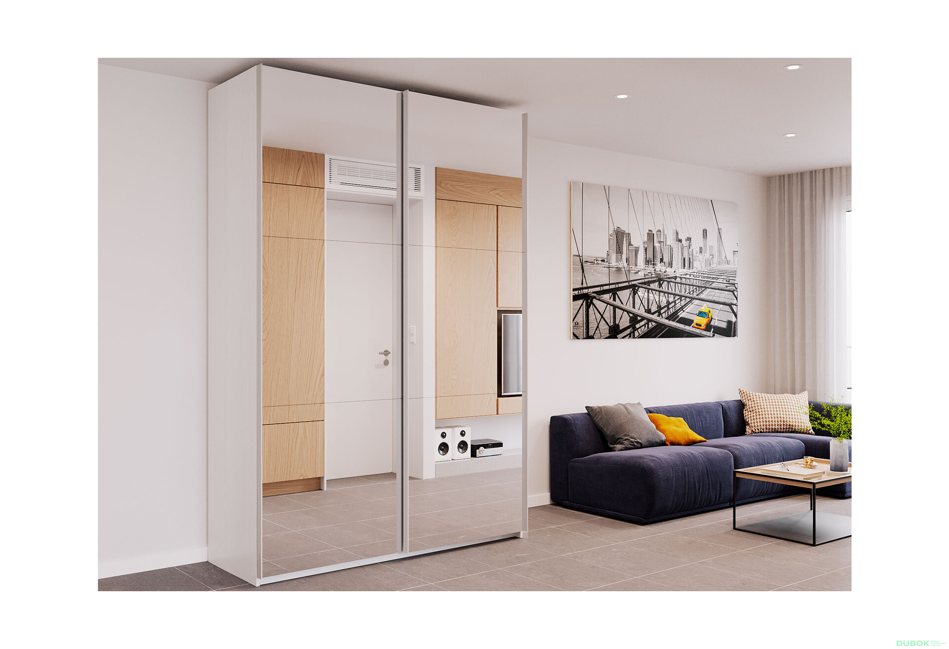 Fotografie 3 - Skříň G-Caiser Doros s 2 zrcadly, 160 cm, bílá