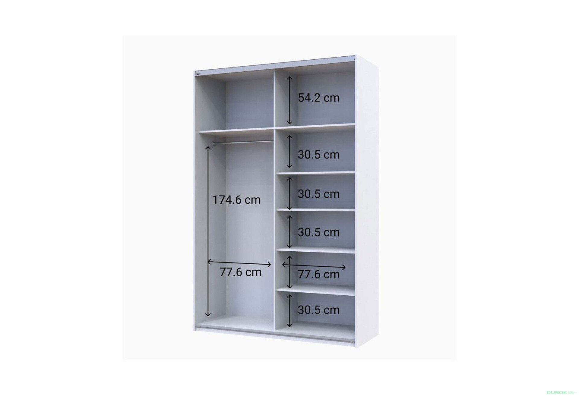 Fotografie 5 - Skříň G-Caiser Doros s 2 dveřmi DTD, 160 cm, bílá