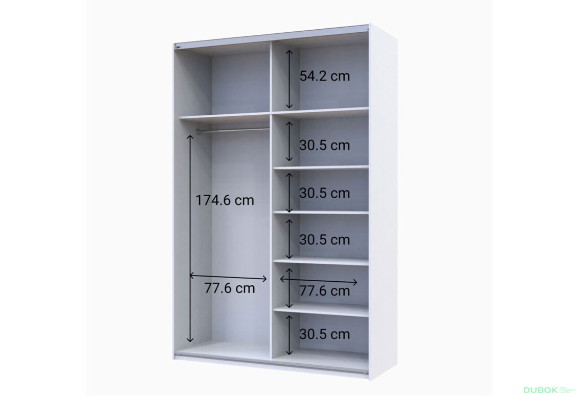 Fotografie 5 - Skříň G-Caiser Doros s 2 dveřmi DTD, 160 cm, bílá
