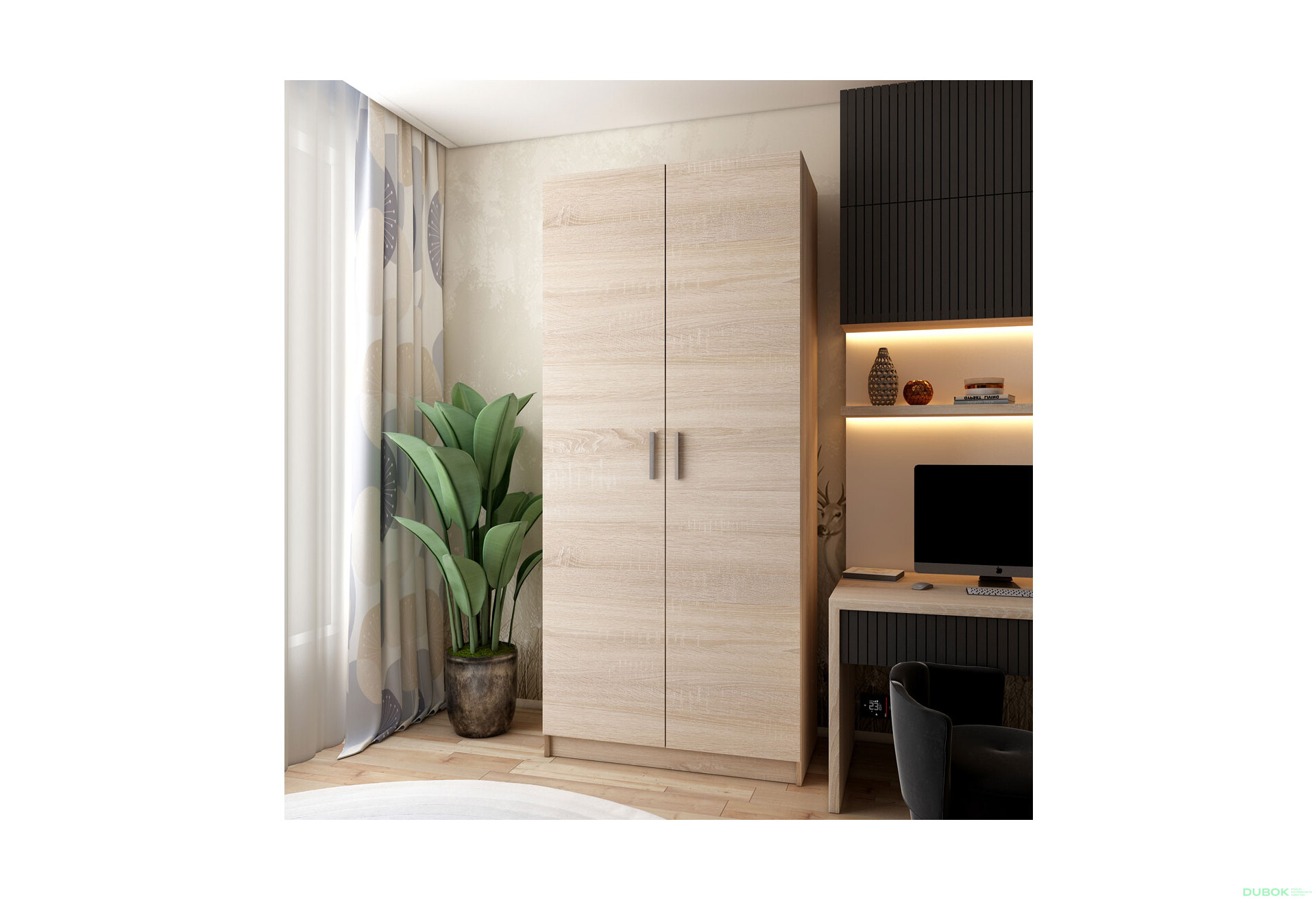 Skříň Promo s 2 dveřmi 90 cm, Dub Sonoma - Fotografie 2 Fotografie 2 - Skříň Promo s 2 dveřmi 90 cm, Dub Sonoma