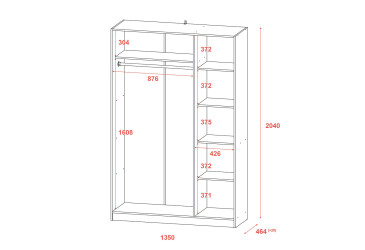 Skříň Promo s 3 dveřmi 135 cm, šedá