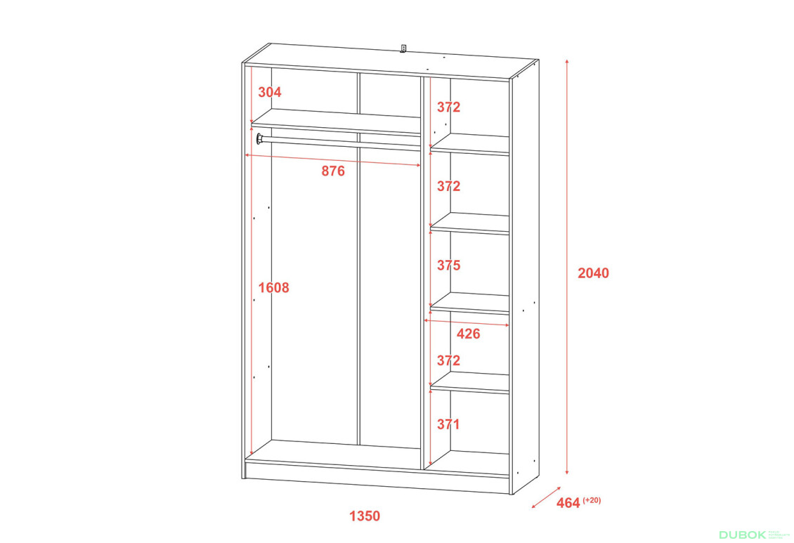 Skříň Promo s 3 dveřmi 135 cm, šedá