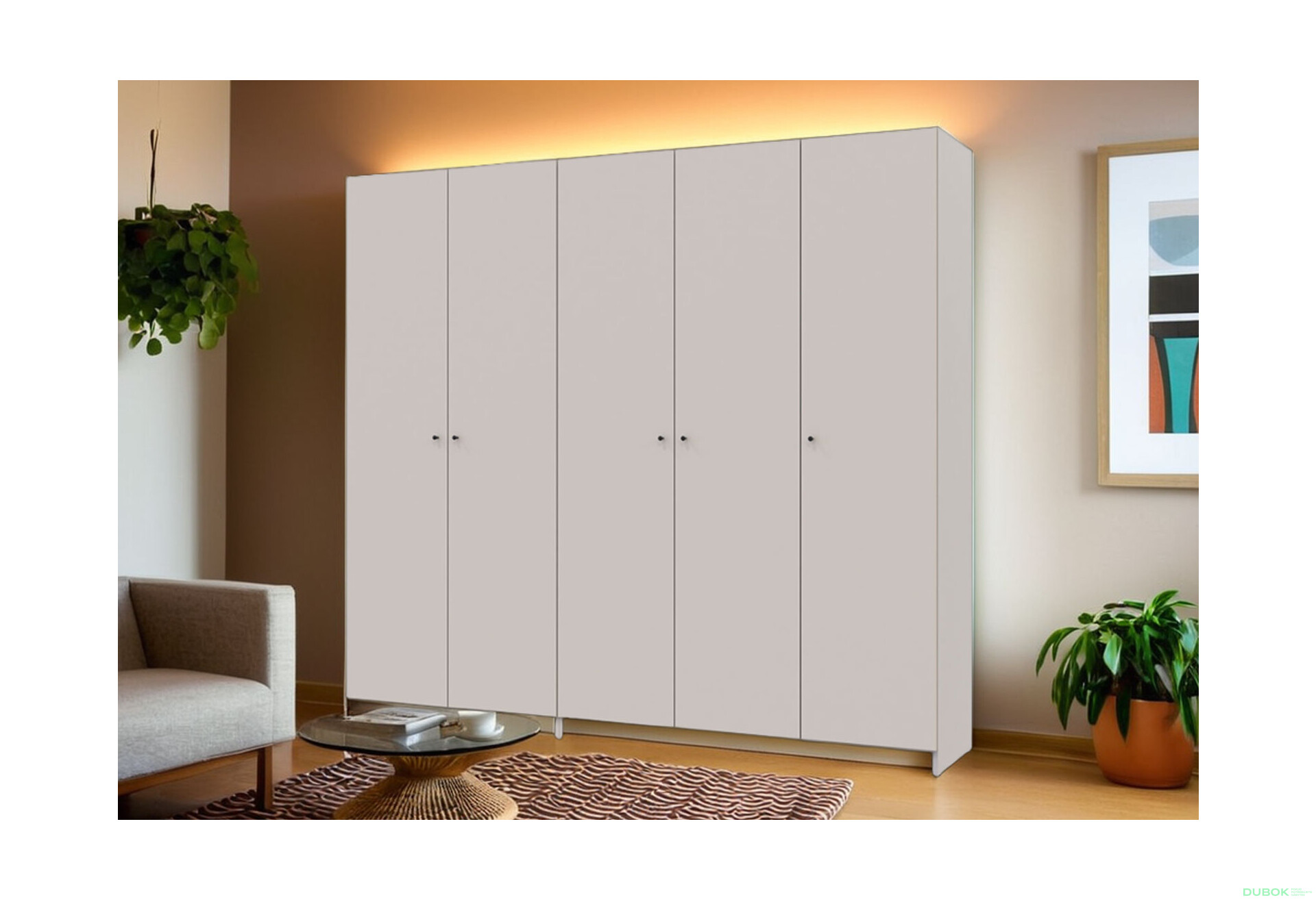 Fotografie 2 - Skříň Promo se 5 dveřmi 225 cm Kašmír