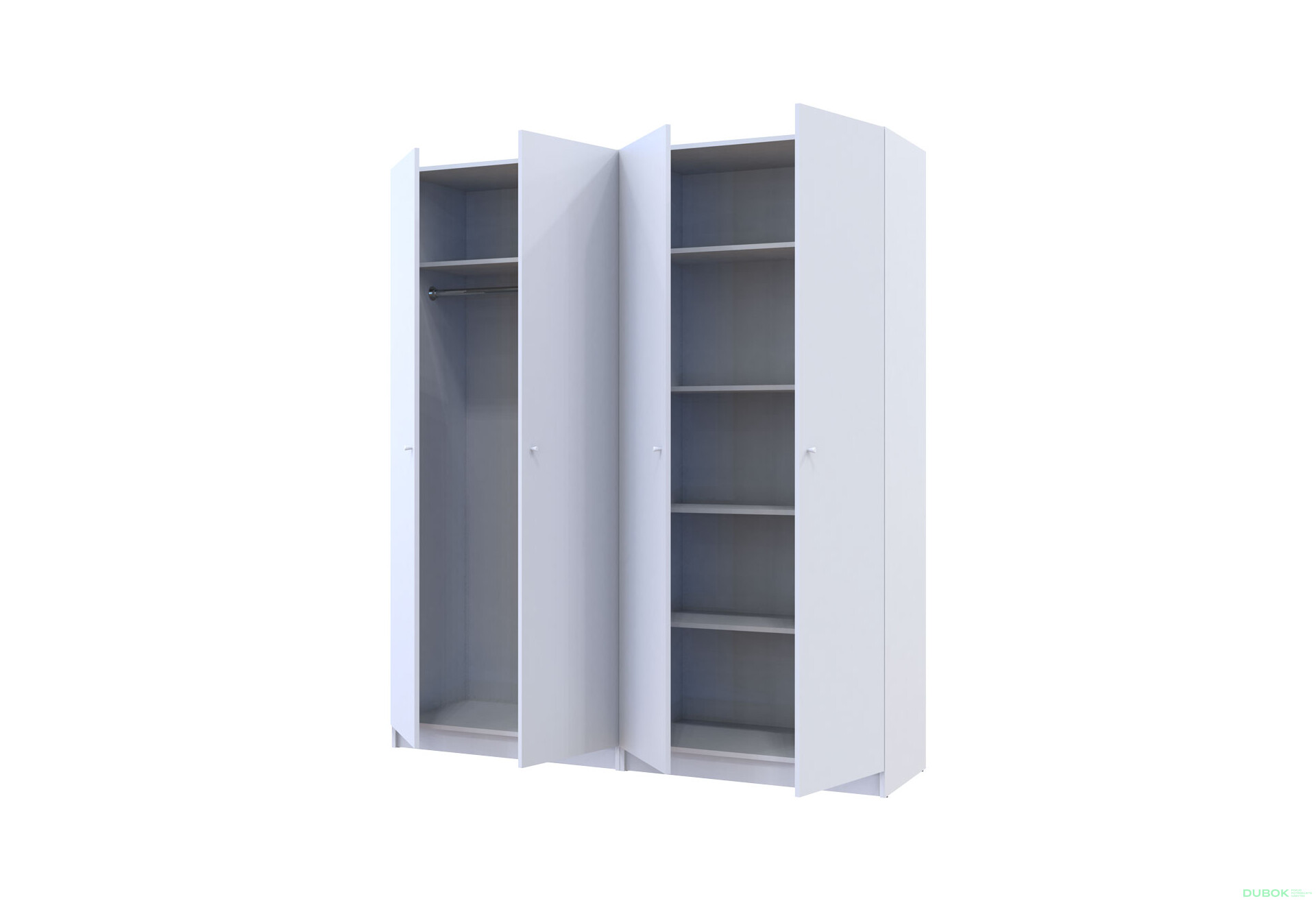 Skříň Promo s policemi 2+2 DTD 180×48×204 Bílá - Fotografie 8 Fotografie 8 - Skříň Promo s policemi 2+2 DTD 180×48×204 Bílá