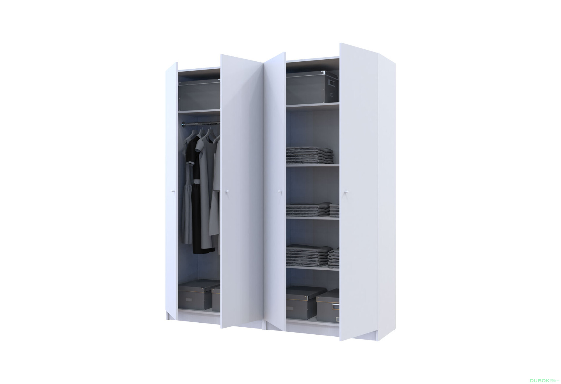 Skříň Promo s policemi 2+2 DTD 180×48×204 Bílá - Fotografie 13 Fotografie 13 - Skříň Promo s policemi 2+2 DTD 180×48×204 Bílá