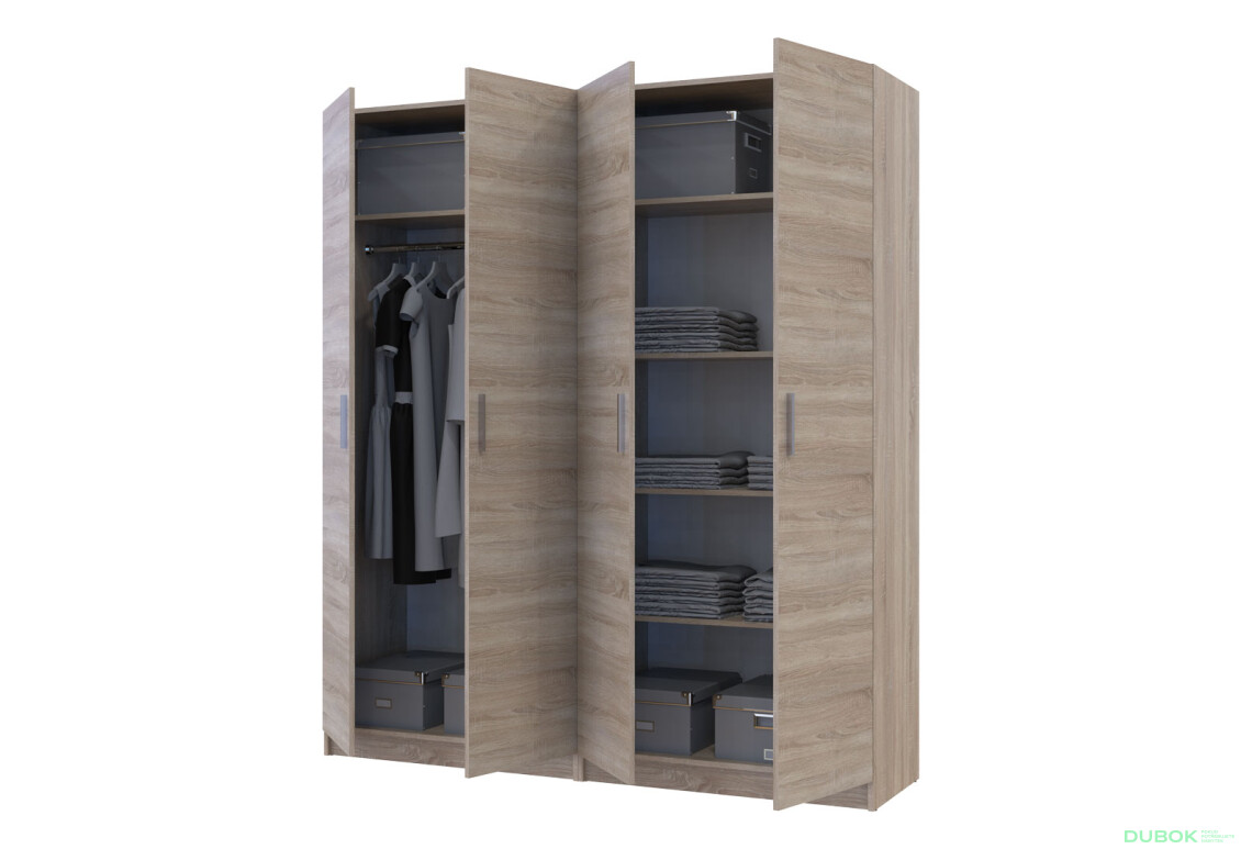 Fotografie 10 - Skříň Promo s policemi 2+2 DTD 180×48×204 Dub sonoma