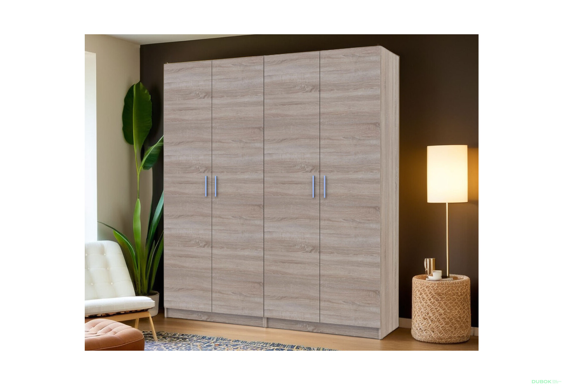 Fotografie 11 - Skříň Promo s policemi 2+2 DTD 180×48×204 Dub sonoma