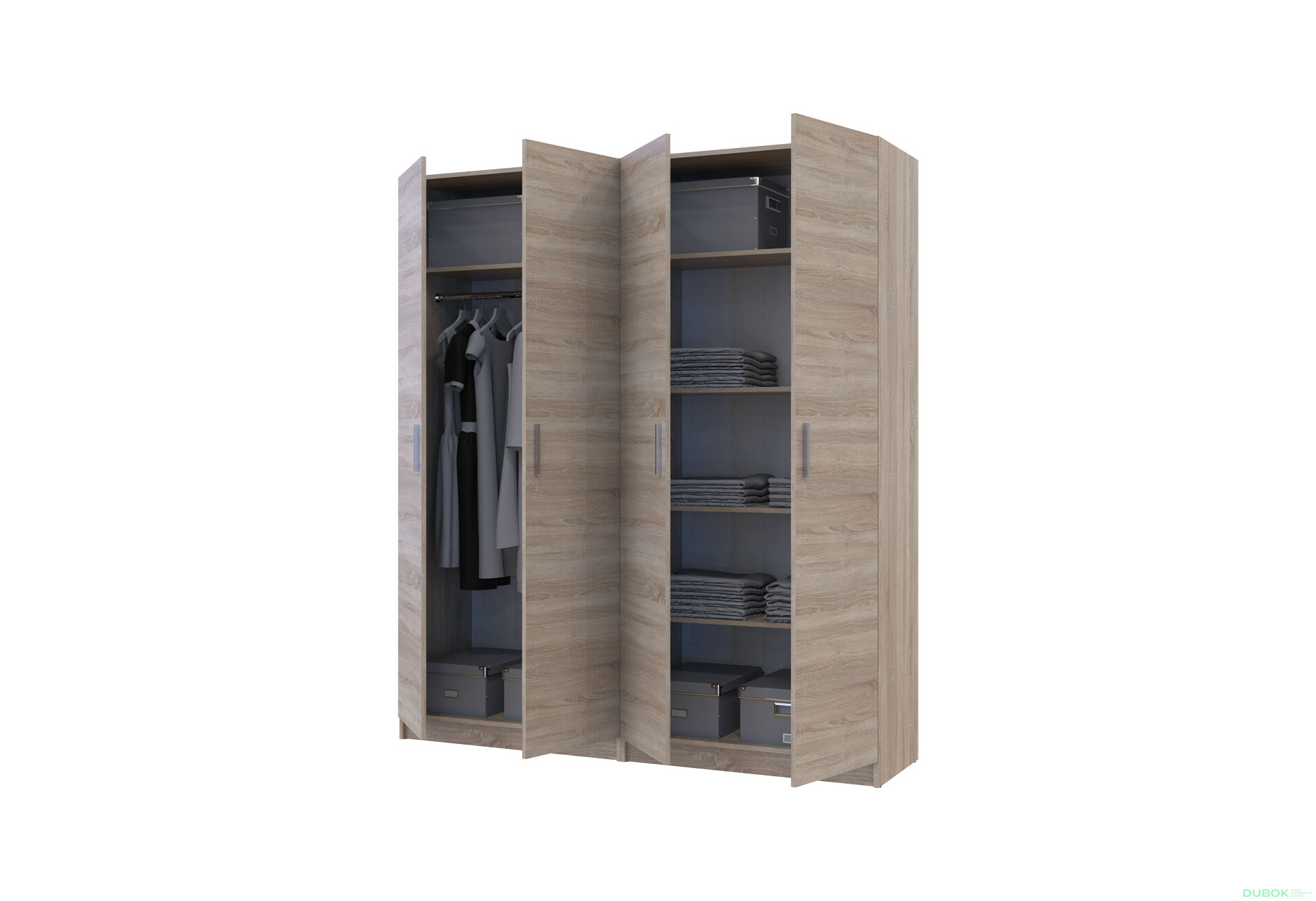 Fotografie 6 - Skříň Promo s policemi 2+2 DTD 180×48×204 Dub sonoma