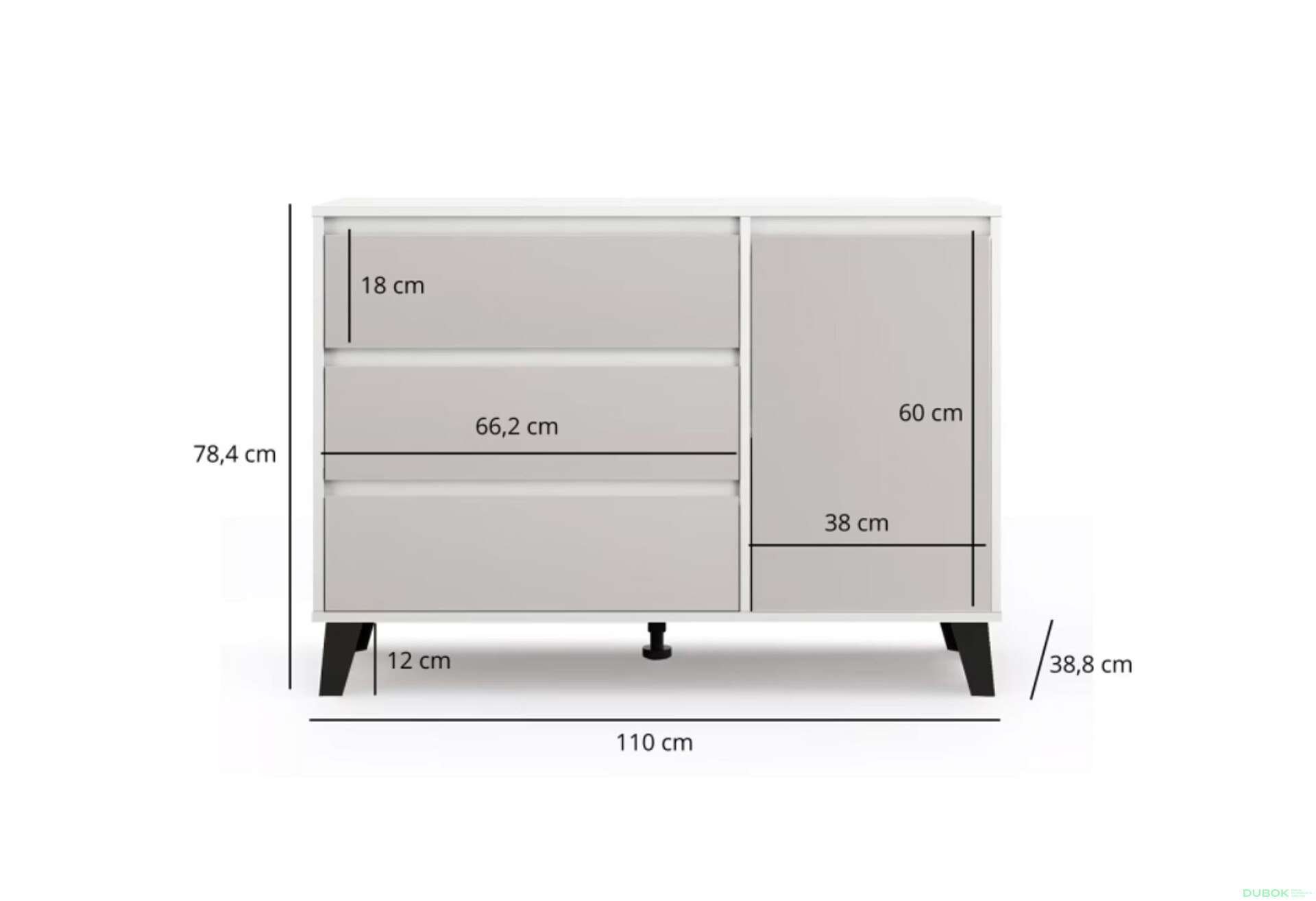 Fotografie 8 - Komoda Borg 1d3s bílá / kašmír
