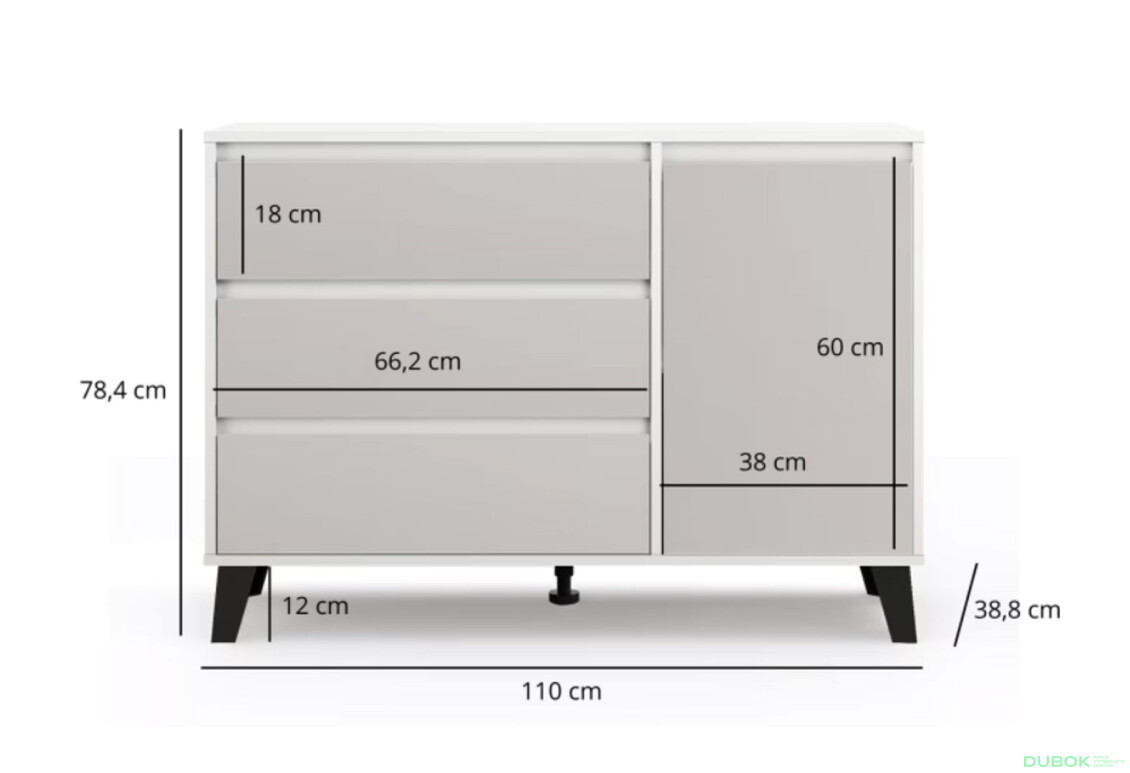 Fotografie 8 - Komoda Borg 1d3s bílá / kašmír