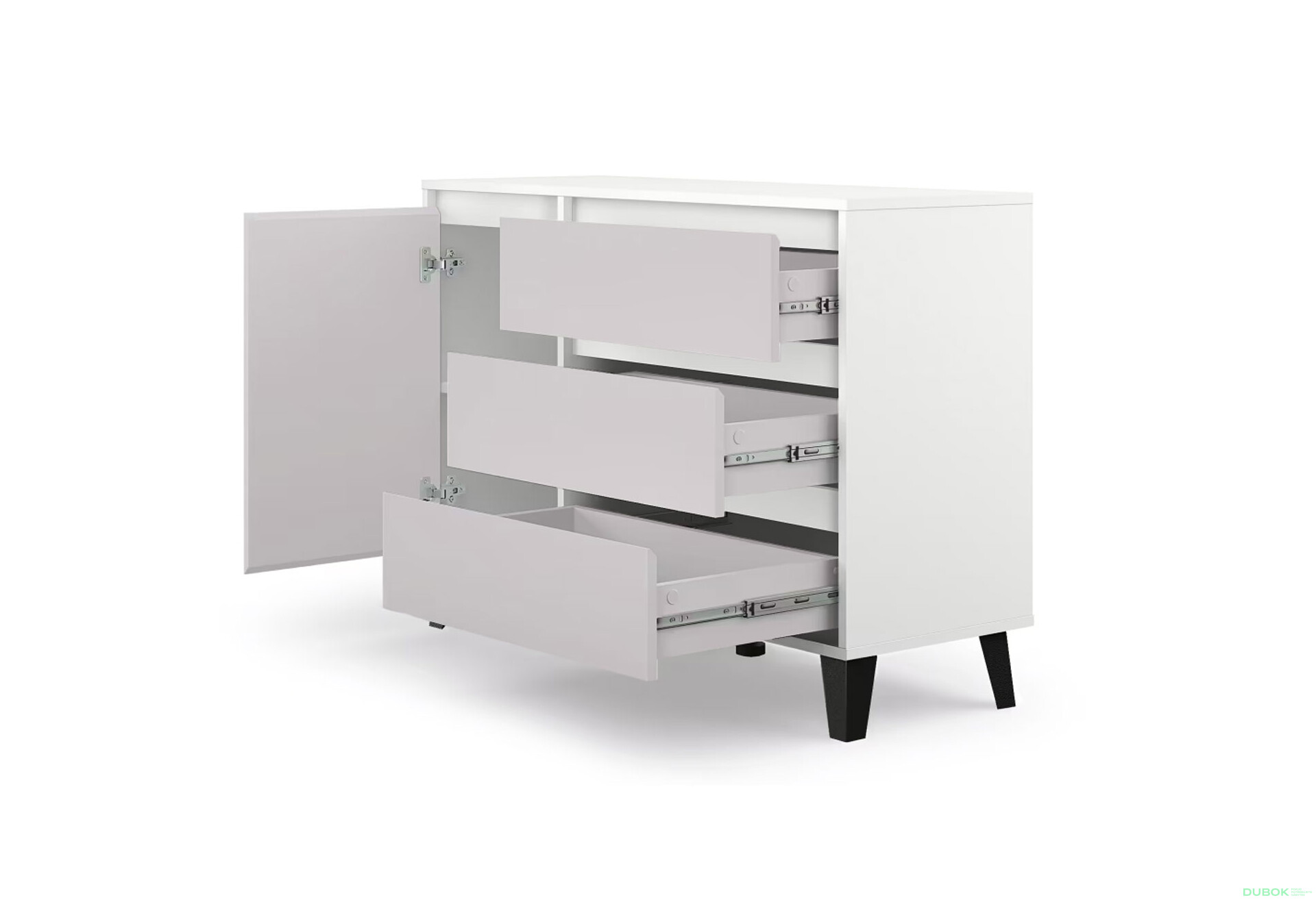 Fotografie 5 - Komoda Borg 1d3s bílá / kašmír