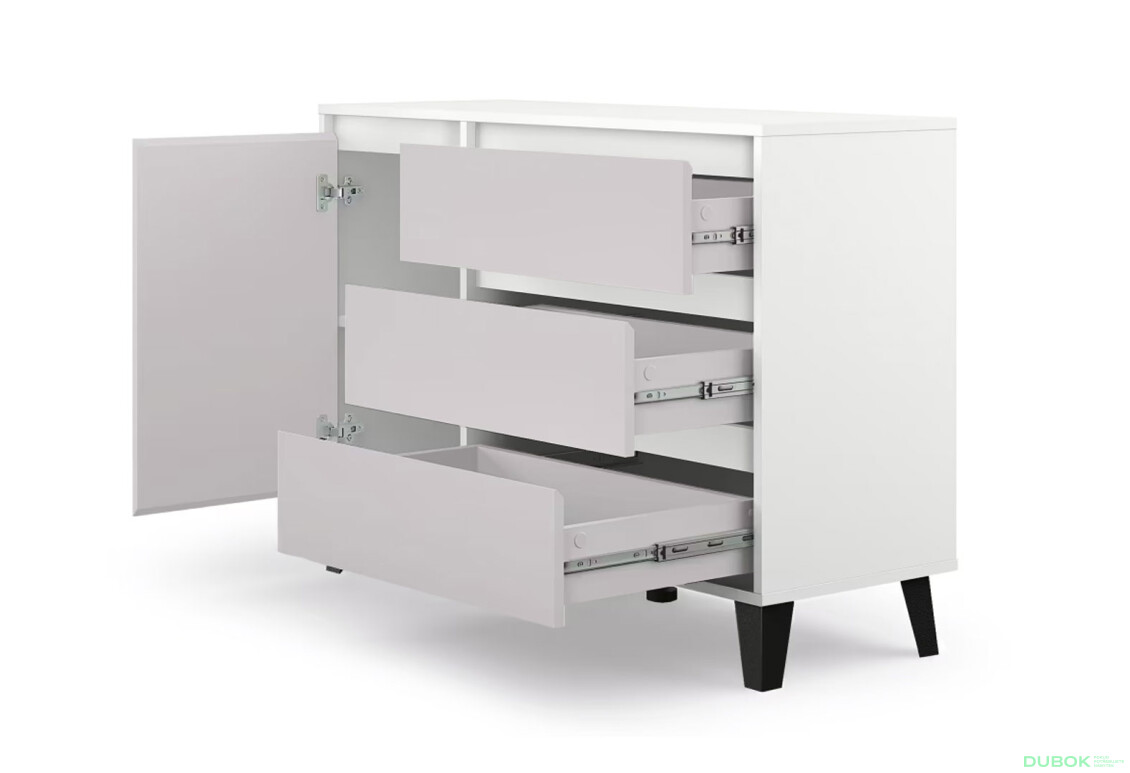 Fotografie 5 - Komoda Borg 1d3s bílá / kašmír