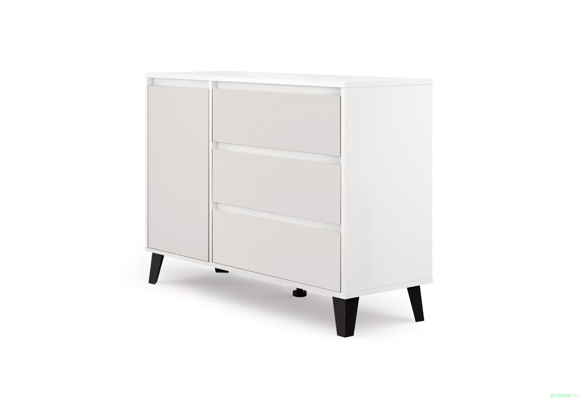 Fotografie 3 - Komoda Borg 1d3s bílá / kašmír