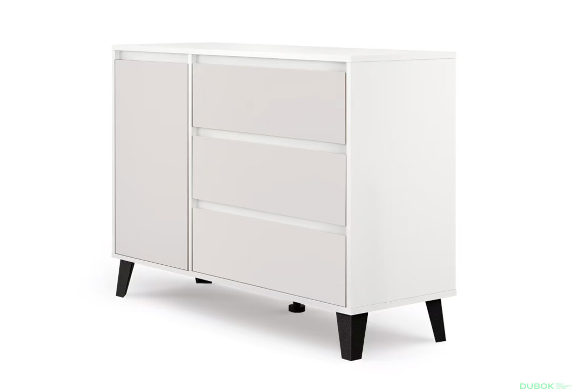 Fotografie 3 - Komoda Borg 1d3s bílá / kašmír