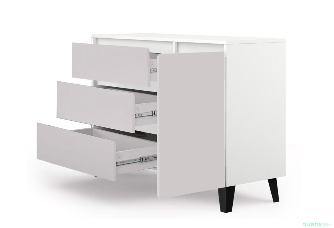 Fotografie 4 - Komoda Borg 1d3s bílá / kašmír