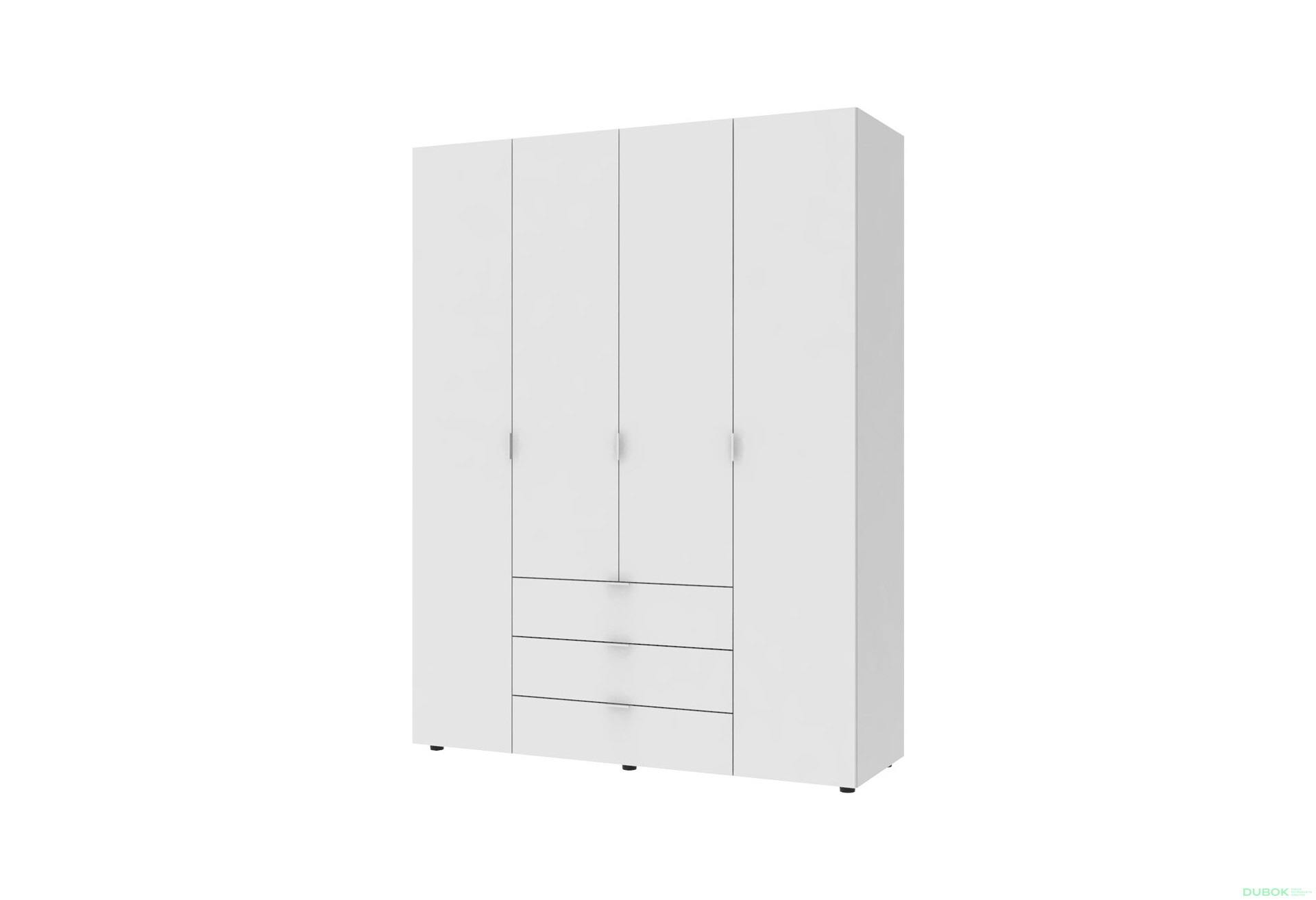 Skříň čtyřdveřová Gelar 155 cm Bílá - Fotografie 1 Fotografie 1 - Skříň čtyřdveřová Gelar 155 cm Bílá