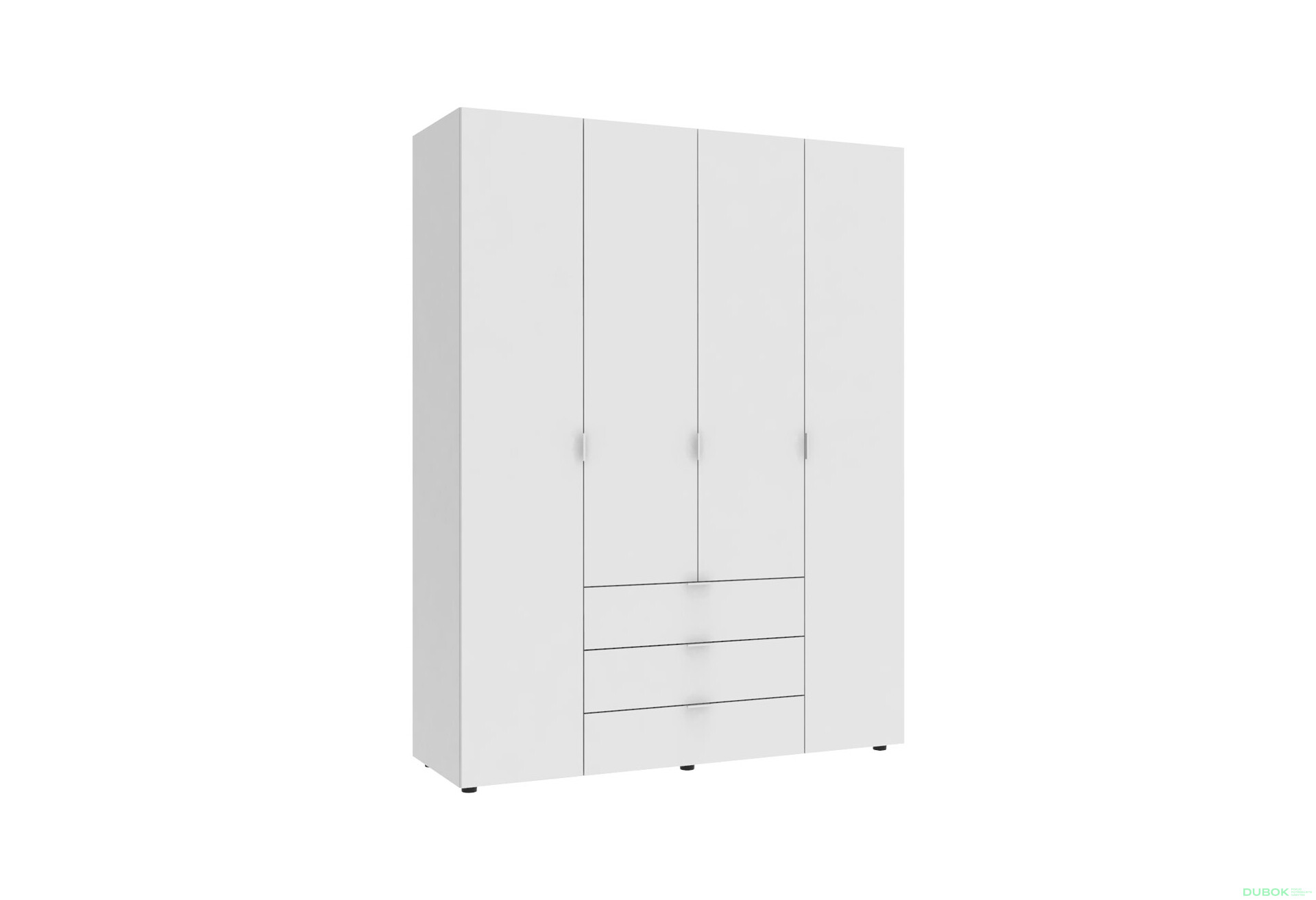 Skříň čtyřdveřová Gelar 155 cm Bílá - Fotografie 5 Fotografie 5 - Skříň čtyřdveřová Gelar 155 cm Bílá