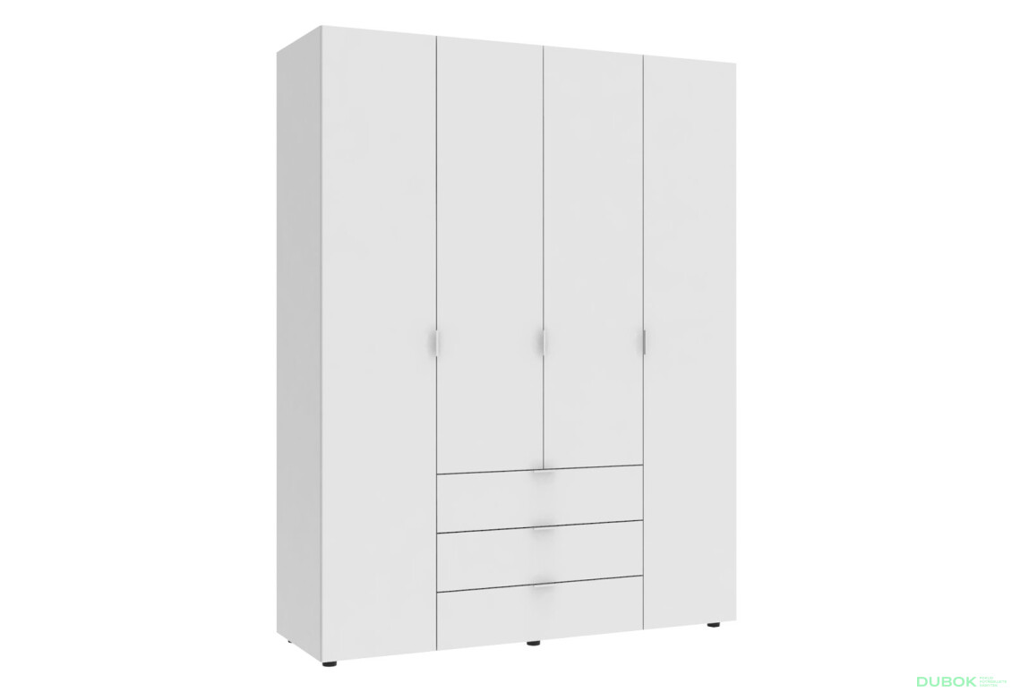 Skříň čtyřdveřová Gelar 155 cm Bílá - Fotografie 5 Fotografie 5 - Skříň čtyřdveřová Gelar 155 cm Bílá